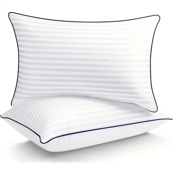 2 бр. Луксозни охлаждащи възглавници за легло с меки пухени алтернативни пълнител за всички разпоредби на сън, комфортна за спокоен нощен сън