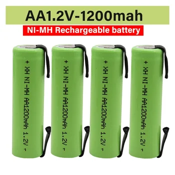 100% Оригинална батерия 1,2 В АА, Акумулаторна батерия 1,2 В, 1200 mah, AA NiMH, с припой, Електрическа Самобръсначка за четка за зъби 