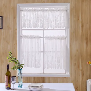 Однотонная Къс Лейси Завеса на Прозореца, Римска Къс Допълнителна Екран на прозореца За кухня, хол, кафене, офис, Декориране на дома