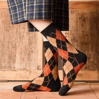 10 Чифта Зимни женски Чорапи на екипажа За Всеки ден, основни Памучни чорапи Argyle Comfort Vintage ежедневни чорапи за двойките със средна дължина