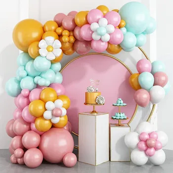 144 ретро комплект за арка от балони с цветя, парти по случай рожден ден, сватбена арка, партито за сбогуване, за булката, на бала нощ