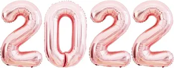 2022 балони с номера от фолио, място за партита в навечерието на Нова година, Големи бижута от фолио за фестивала в навечерието на Нова година