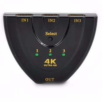 Гореща разпродажба 4K * 2K 3D HDMI-съвместим Табло 1.4 b 4K Switcher HD Сплитер 3 в 1 с Пристанищен Възел за DVD и HDTV Xbox, PS3 PS4 1080P
