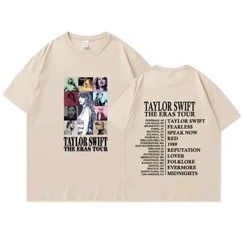 Тениска Taylor The Eras Tour 2023 World Tour За Мъже И Жени, Эстетичная Памучен Тениска с къс Ръкав, Модни Harajuku, Свободна Тениска Оверсайз