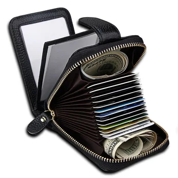 Модерна мъжка чанта за шофьорска книжка, Многофункционален държач за карти, скоба за органи от естествена кожа RFID, Мъжки портфейл за карти