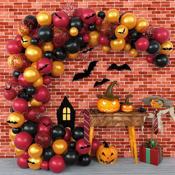 Комплект Арка с венец от балони за Хелоуин, бордо, черни, златни балони за парти по случай рождения Ден на Хари Потър, аксесоари за Хелоуин