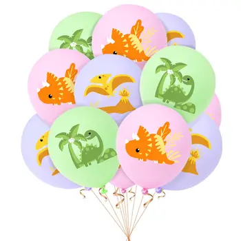 10шт Розови балони с динозаврите, за украса на парти, Детски рожден Ден, балони, 12-инчов динозавър, латексови балони