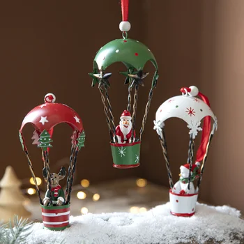 1БР Украса Парашут Железни Висулки във формата на Коледно балон Творчески Горещ въздух Лосове подаръци за парти Дядо Коледа