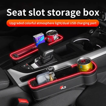 Кутия за съхранение на столчета за автомобил на Gm с атмосферната подсветка За Audi A3 Органайзер за почистване на столчета за автомобил-USB-зареждане на Автомобилни Аксесоари