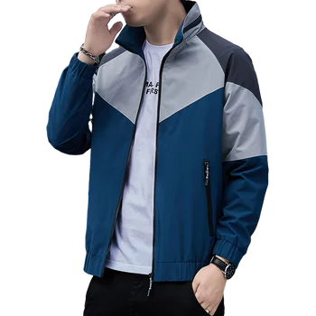 Ново записване, мъжко яке, корейската мода, ежедневни спортни якета с цветен блок и яка-часова, мъжки есенни ежедневни мъжки палта, дрехи M-5XL