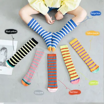 1 Чифт Дълги Чорапи За момчета и Момичета, Детски Шарени чорапи до прасците, Трендови Чорапи с сутулостью, Персонални Новост, Удобни Памучни чорапи 1-8 Години