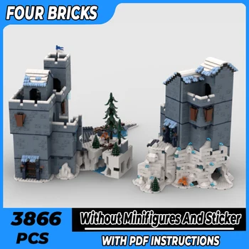 Строителни тухли, Moc, модел зимния замъка, Технология Snow Guard's Fortress, Модулна единица, Подаръци, играчки за деца, комплекти 