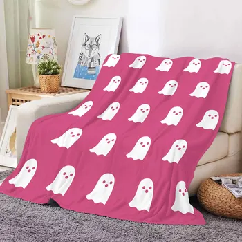 Одеяло с розови духове на Хелоуин, Меко сладко фланелевое зловещ одеяло на Хелоуин, леки плюшени завивки за канапе-легло