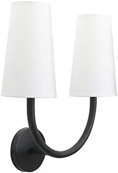 Малка странична лампа с 2 Лампи, Ретро Промишлен Двойна U-Образно Коляно на Дебел с Бели Заострени филтър Абажуром