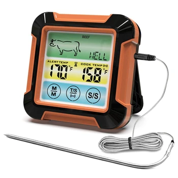 Термометър за готвене на барбекю Водоустойчив Термометър за приготвяне на месо на скара във фурната барбекю с таймер и температура с аларма за готвене