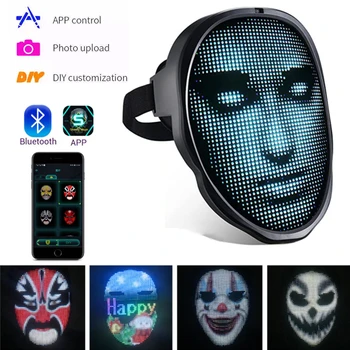 Bluetooth APP Control Умни led маски на лицето, направени със собствените си ръце снимката на партита, дисплей, led маска, програмируеми промяна на лицето за Хелоуин