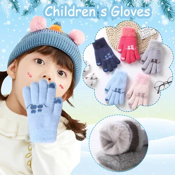 Флисовые Възли Детски Зимни ръкавици за момчета, Детски ръкавици без пръсти с пальчиками, Топли Детски Ски ръкавици за момичета, Мультяшные ръкавици, Ръкавици без пръсти