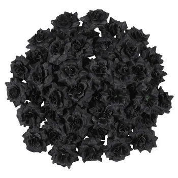Коприна роза Сватбена Декоративна украса от изкуствени черни фалшиви цветове Мечка на Хелоуин