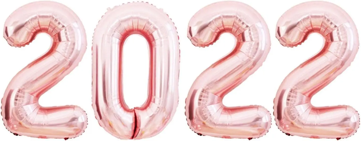 2022 балони с номера от фолио, място за партита в навечерието на Нова година, Големи бижута от фолио за фестивала в навечерието на Нова година